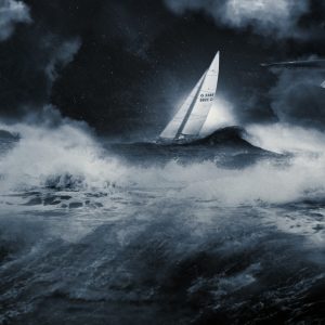 Die Rubin in schwerer See beim Admirals-Cup | Fotomontage